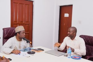 Permanent Secretary, Federal Ministry of Innovation, Science and Technology FMIST, Dr. Mukhtar Yawale Muhammad, mni (left) giving audience to the Executive Director, Engineers Without Boarders (EWB) Nigeria Mr. Oladimeji Olutimehin (right) during a courtesy visit by Engineers Without Boarders (EWB) Nigeria to the PS, today in Abuja.